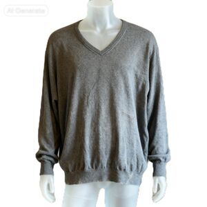 Oak Hill Men's Gray Cotton Cashmere Knit Pullover Sweater V-Neck 3XL